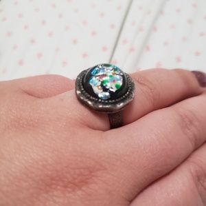 Fun black and silver adjustable ring